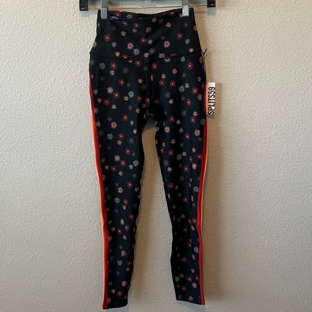 Splits59 Sydney Techflex 7/8 Legging Black Floral Size Medium NWT